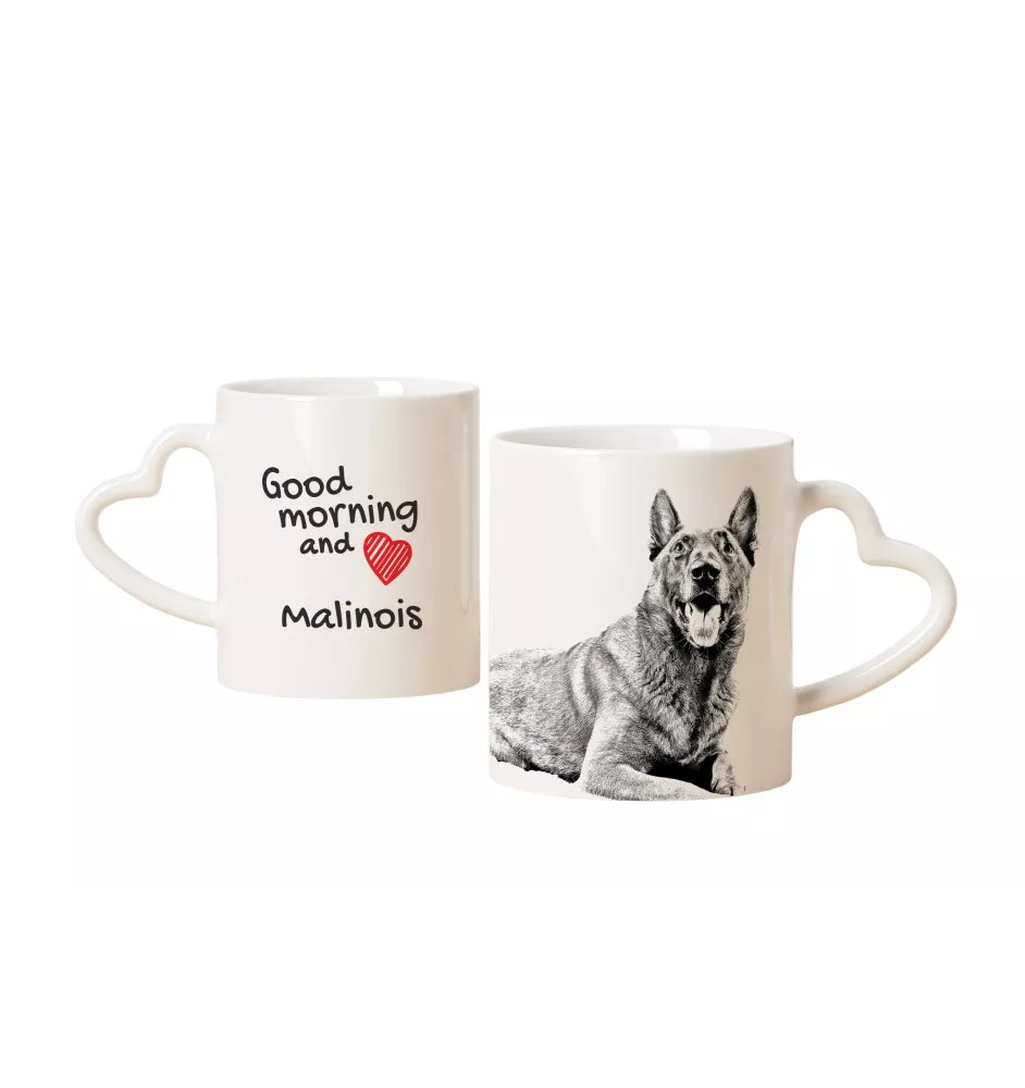 Malinois Owczarek belgijski kubek z psem good morning serce Art-Dog