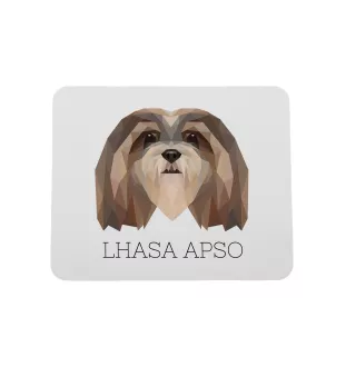 Lhasa Apso - geometric mouse pad with a picture and text by Art-Dog