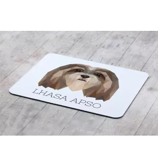 Lhasa Apso - geometric mouse pad with a picture and text by Art-Dog