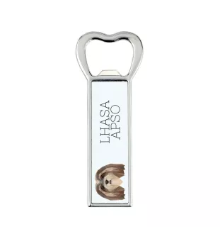 Lhasa Apso - bottle opener with a picture and inscription for beer by Art-Dog