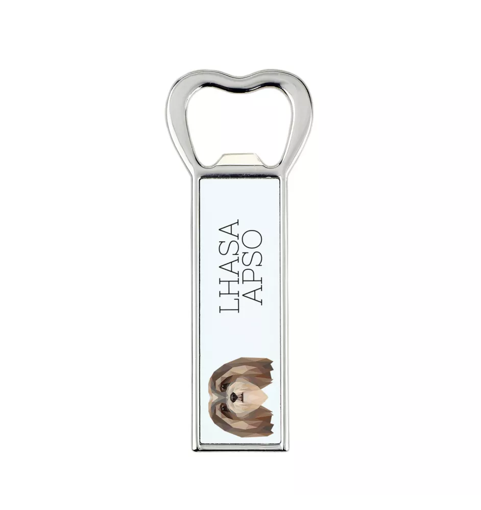 Lhasa Apso - bottle opener with a picture and inscription for beer by Art-Dog
