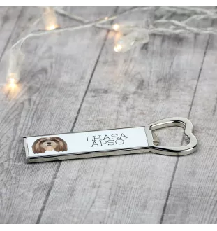 Lhasa Apso - bottle opener with a picture and inscription for beer by Art-Dog