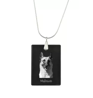 Malinois Belgian Shepherd Dog - Crystal pendant with dog, silver necklace with photo, personalised pendant by Art-Dog brand