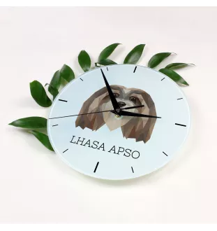 Lhasa Apso - horloge murale géométrique avec photo et logo de la marque Art-Dog