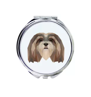 Lhasa Apso - mirror with a geometric design and the brand name Art-Dog