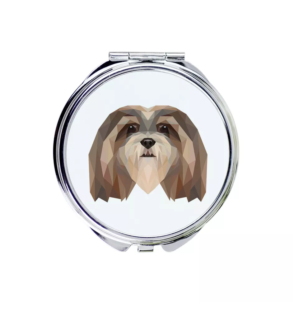 Lhasa Apso - miroir avec une image et un motif géométrique de la marque Art-Dog