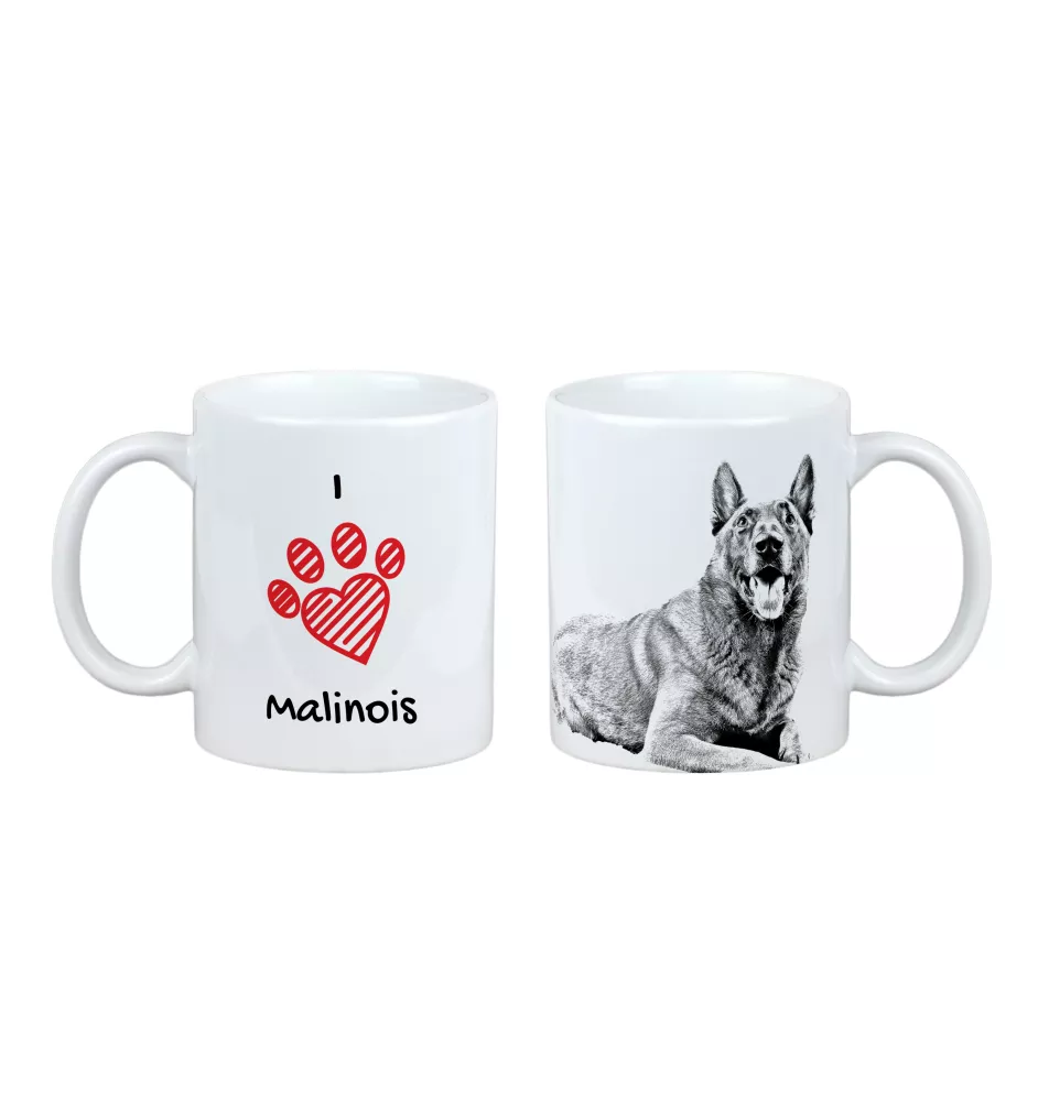 Malinois Owczarek belgijski kubek z psem I love Art-Dog