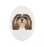 Lhasa Apso, Lhasaterrier, Löwenhund - Fliese mit geometrischem Bild und Schriftzug der Marke Art-Dog