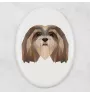 Lhasa Apso, Lhasaterrier, Löwenhund - Fliese mit geometrischem Bild und Schriftzug der Marke Art-Dog