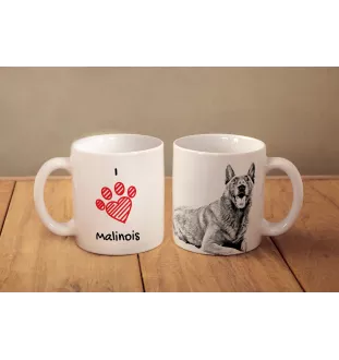 Malinois Owczarek belgijski kubek z psem I love Art-Dog