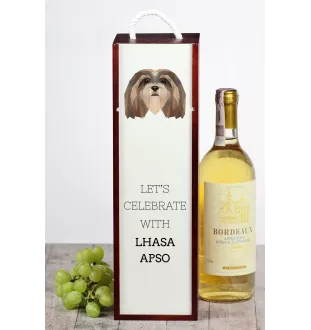 Lhasa Apso - geometric box with a picture and inscription for wine by Art-Dog