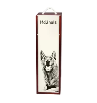 Malinois chien de berger belge - boîte à vin avec chien, boîte à alcool avec graphisme, boîte cadeau personnalisée de la marque Art-Dog