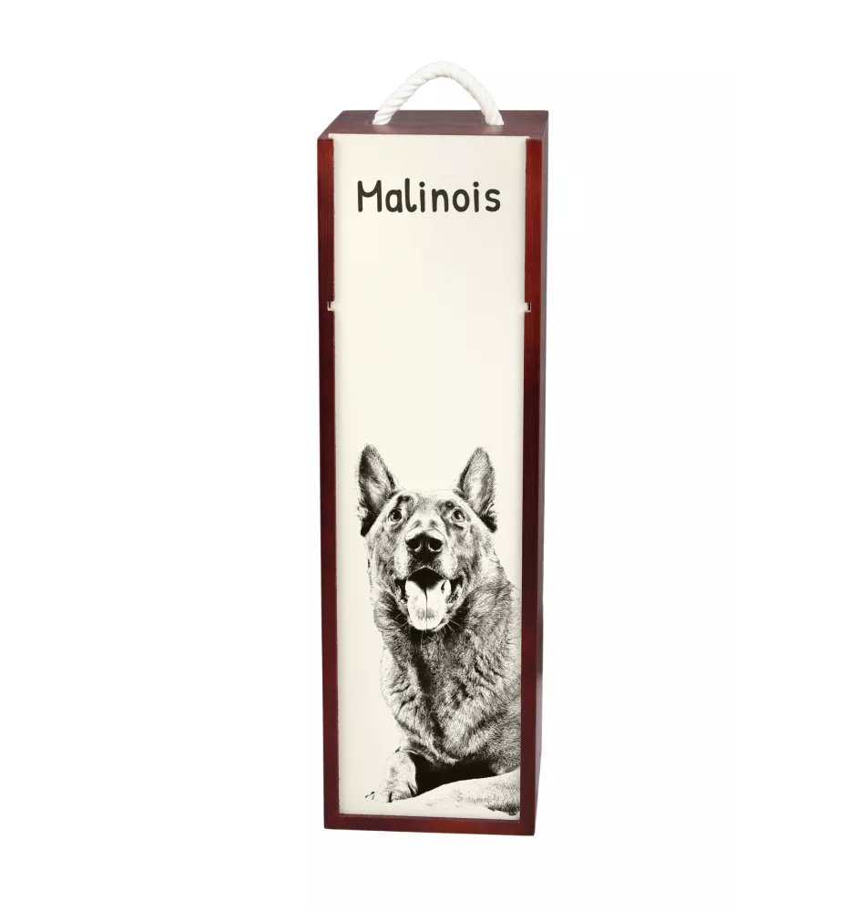 Malinois Belgischer Schäferhund - Weinbox mit Hund, Alkoholbox mit Grafik, personalisierte Geschenkbox der Marke Art-Dog