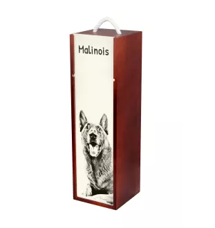 Malinois Belgian Shepherd Dog - wine box with a dog, alcohol box with graphics, personalized gift box from the Art-Dog brand