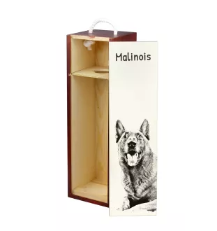 Malinois chien de berger belge - boîte à vin avec chien, boîte à alcool avec graphisme, boîte cadeau personnalisée de la marque Art-Dog