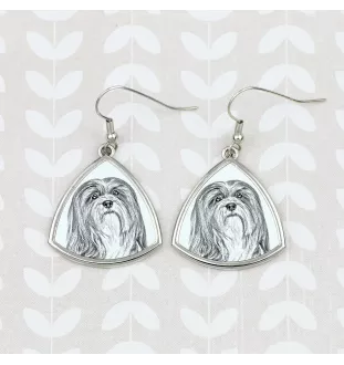 Lhasa Apso - boucles d'oreilles avec chien, boucles d'oreilles pendantes avec photo, bijoux personnalisés avec impression de la marque Art-Dog