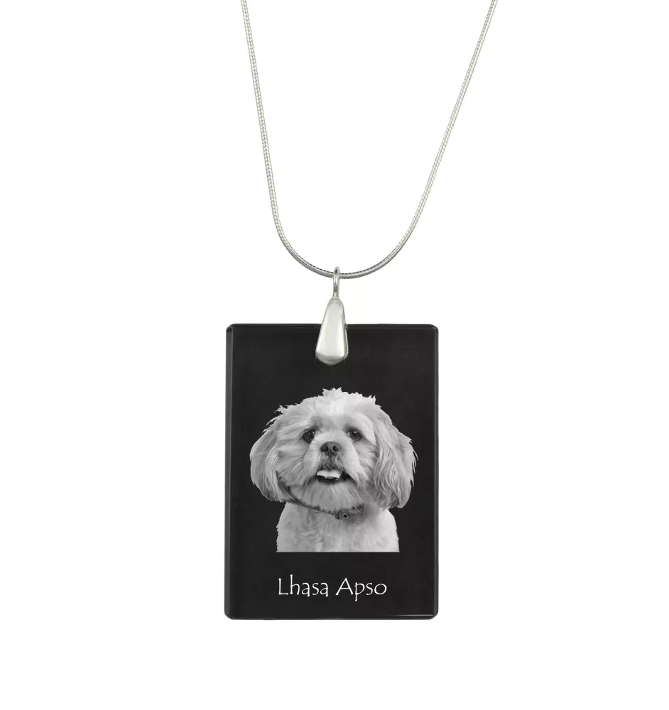 Lhasa Apso - Crystal pendant with dog, silver necklace with photo, personalised pendant by Art-Dog brand