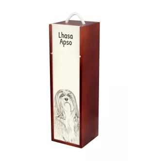 Lhasa Apso, Lhasaterrier, Löwenhund - Weinbox mit Hund, Alkoholbox mit Grafik, personalisierte Geschenkbox der Marke Art-Dog