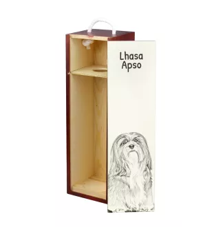 Lhasa Apso - boîte à vin avec chien, boîte à alcool avec graphisme, boîte cadeau personnalisée de la marque Art-Dog