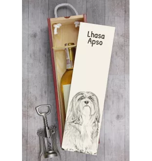 Lhasa Apso - boîte à vin avec chien, boîte à alcool avec graphisme, boîte cadeau personnalisée de la marque Art-Dog