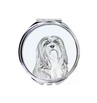 Lhasa Apso - Pocket mirror with a dog, personalized mirror for a purse, compact mirror with Art-Dog brand print.