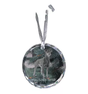 Manchester Terrier - boule de Noël en cristal avec une photo, photo de chien dans le cristal, décoration personnalisée pour sapin de Noël de la marque Art-Dog