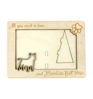 Miniature Bull Terrier - Photo frame, engraved wooden frame, a lovely gadget for the dog lover by Art-Dog
