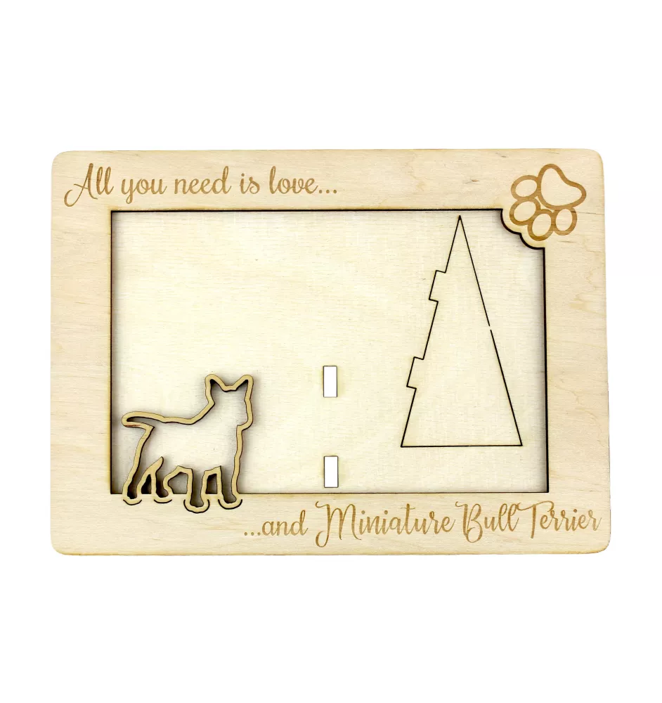 Miniature Bull Terrier - Photo frame, engraved wooden frame, a lovely gadget for the dog lover by Art-Dog