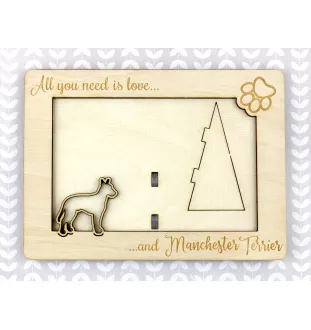 Manchester Terrier - Cadre photo, cadre en bois gravé, un joli gadget pour l'amoureux des chiens par Art-Dog
