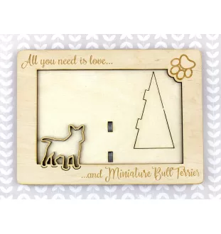 Miniature Bull Terrier - Photo frame, engraved wooden frame, a lovely gadget for the dog lover by Art-Dog