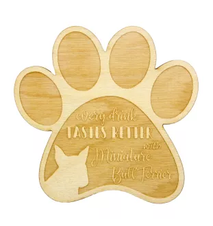 Bull Terrier miniature - Sous-verre mug, sous-verre gravé avec chien, cadeau pour amoureux des chiens par la marque Art-Dog