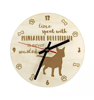 Miniature Bull Terrier - Uhr mit Hund, Holzuhr mit Gravur, personalisierte Uhr von Art-Dog