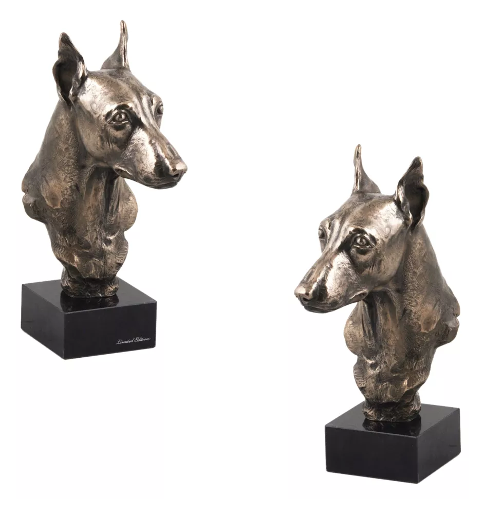 Zwergpinscher - Hundestatue, Büste auf Steinsockel, Skulptur, Trophäe für Hundeausstellung der Marke Art-Dog