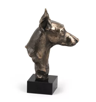 Zwergpinscher - Hundestatue, Büste auf Steinsockel, Skulptur, Trophäe für Hundeausstellung der Marke Art-Dog