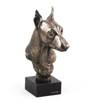 Pinscher nain - Statue de chien, buste sur socle en pierre, sculpture, trophée pour exposition canine par la marque Art-Dog