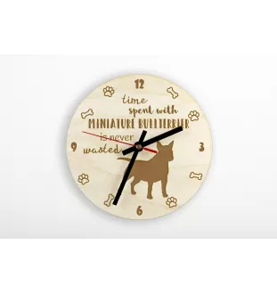 Bull Terrier miniature - horloge avec chien, horloge en bois avec gravure, horloge personnalisée par Art-Dog