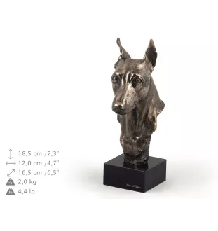 Zwergpinscher - Hundestatue, Büste auf Steinsockel, Skulptur, Trophäe für Hundeausstellung der Marke Art-Dog