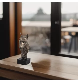 Zwergpinscher - Hundestatue, Büste auf Steinsockel, Skulptur, Trophäe für Hundeausstellung der Marke Art-Dog