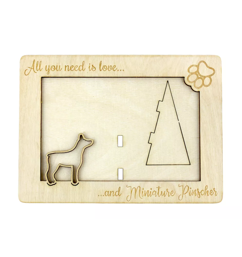 Miniature Pinscher - Photo frame, engraved wooden frame, a lovely gadget for the dog lover by Art-Dog