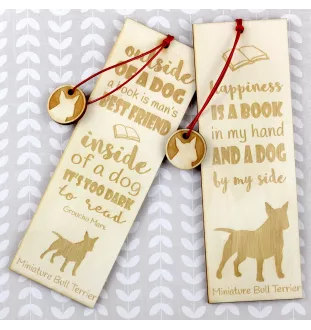 Miniature Bull Terrier - Lesezeichen mit Hund, personalisiertes Lesezeichen, Hundeaccessoire für Leser der Marke Art-Dog