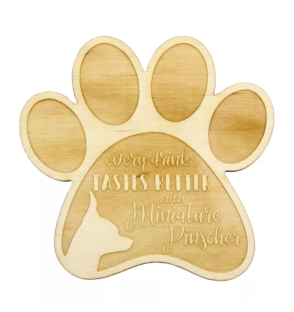 Miniature Pinscher - Mug coaster, engraved coaster with dog, gift for dog lover by Art-Dog brand