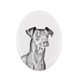 Manchester Terrier - une plaque commémorative avec une photo de chien, une plaque funéraire avec une impression, une plaque ovale personnalisée de la marque Art-Dog
