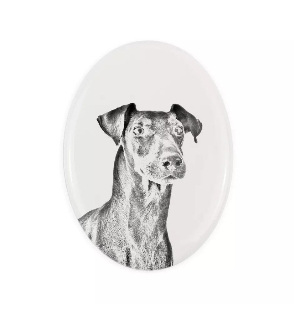 Manchester Terrier - une plaque commémorative avec une photo de chien, une plaque funéraire avec une impression, une plaque ovale personnalisée de la marque Art-Dog