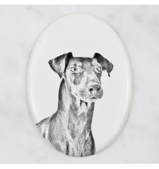Manchester Terrier - commemorative plaque with a photo of a dog, tombstone with a print, personalized oval plaque from the Art-Dog brand