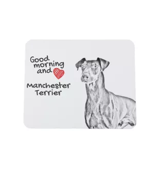 Manchester Terrier - mouse pad with print, personalized dog-themed mouse pad, unique gadget for an office worker by Art-Dog brand