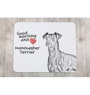 Manchester Terrier - mouse pad with print, personalized dog-themed mouse pad, unique gadget for an office worker by Art-Dog brand