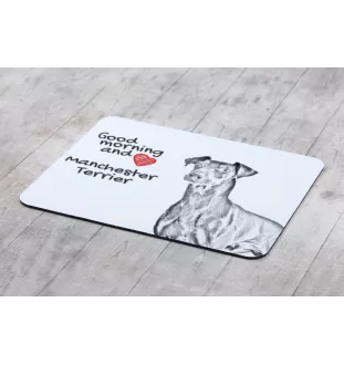 Manchester Terrier - Mauspad mit Druck, personalisiertes Mauspad mit Hund, einzigartiges Gadget für Büroangestellte von Art-Dog.