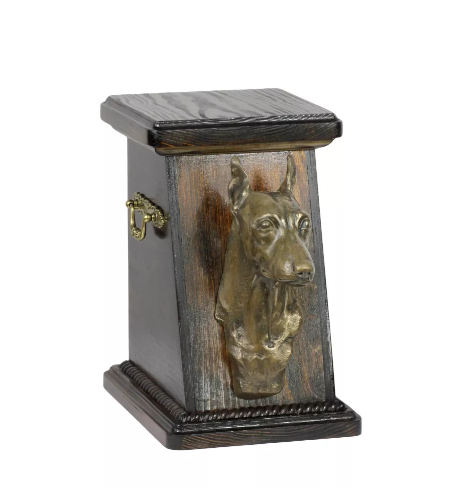 Miniature Pinscher - urn for dog ashes, elegant urn with a statue, commemorative urn with a bust of a dog by Art-Dog brand