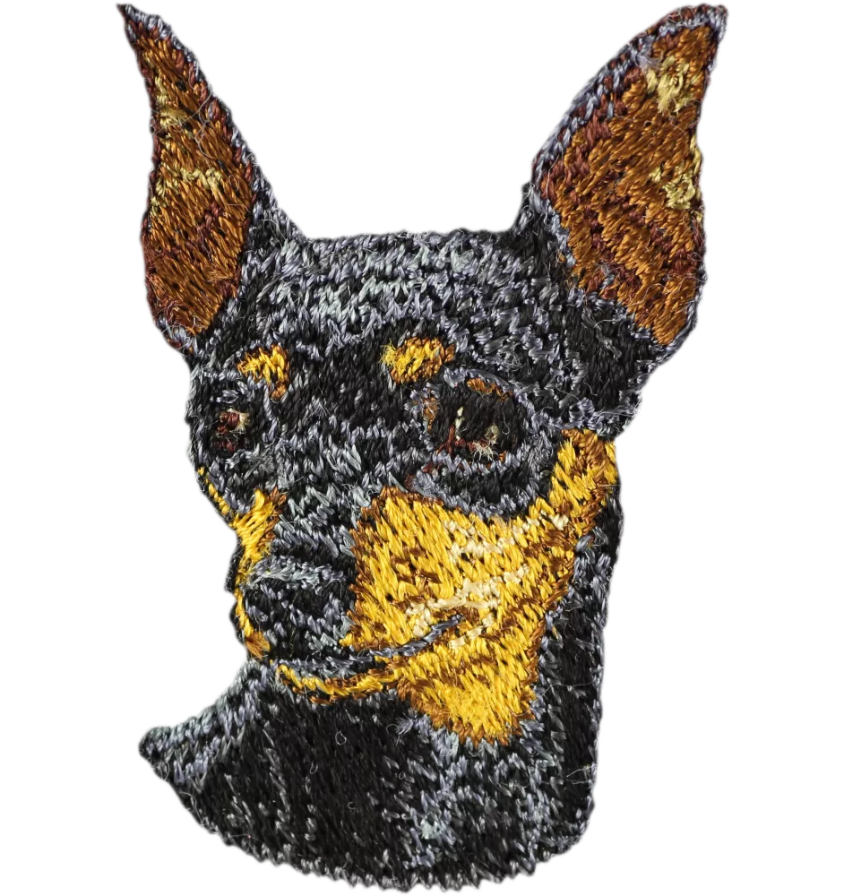 Zwergpinscher - Hund geformtes Aufnäher, besticktes Patch, einzigartiges Dekor für den Rucksack der Marke Art-Dog
