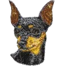 Zwergpinscher - Hund geformtes Aufnäher, besticktes Patch, einzigartiges Dekor für den Rucksack der Marke Art-Dog